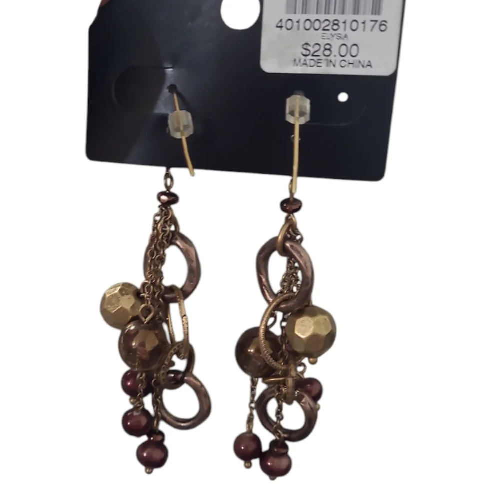 Chico's Gold and Brown Dangle Earrings